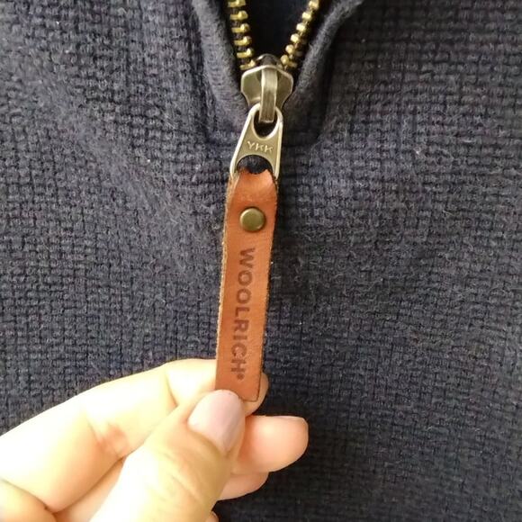 Woolrich Men's 1/4 zip Pullover 100% cotton Sweater - XL - Blue - Made in India - Picture 4 of 10